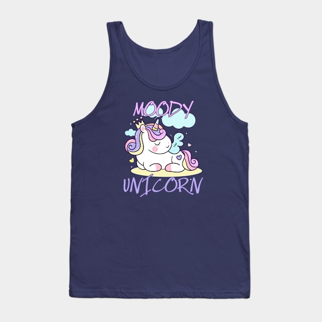 Moody unicorn - Cute little unicorn resting that you and your kids would love! - Available in stickers, clothing, etc Tank Top by Crazy Collective